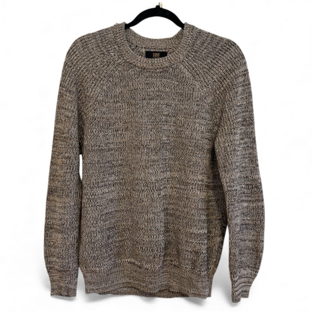Frye brown chunky knit Crewneck sweater. 100% cotton.